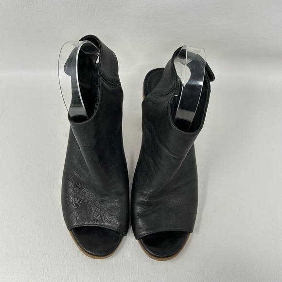 Steven By Steve Madden Black Leather Open Toe Heels Sandals Booties Size EU 39 - Picture 5 of 12